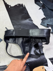 enuine Cowhide Leather Fetish Jockstrap/Underwear | Premium Black Genuine Leather Jockstrap | Harness Style with Elastic Straps