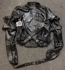 Premium Leather Straight Jacket | Handcrafted Black Leather Restraint Jacket