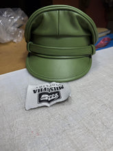 Olive Green Genuine Cowhide Leather Cap | Leather Muir Cap | Leather Police cap