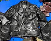Men’s Black Cowhide Leather Biker Jacket | Quilted Diamond Biker Jacket with Belt