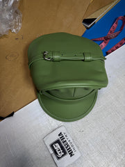 Olive Green Genuine Cowhide Leather Cap | Leather Muir Cap | Leather Police cap
