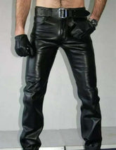 Men’s 501 Style Black Cowhide Leather Pants | Genuine Leather Jeans