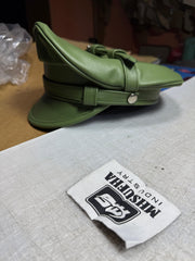 Olive Green Genuine Cowhide Leather Cap | Leather Muir Cap | Leather Police cap