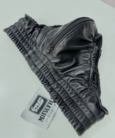 Men's Genuine Lambskin Leather Brief with Zipper & Leather Lining