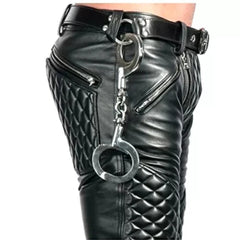 Quilted leather pant | Cowhide leather pant | Men Leather pant