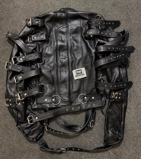 Premium Leather Straight Jacket | Handcrafted Black Leather Restraint Jacket