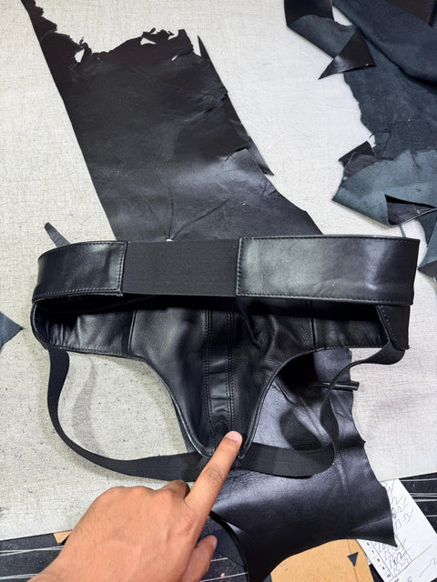 enuine Cowhide Leather Fetish Jockstrap/Underwear | Premium Black Genuine Leather Jockstrap | Harness Style with Elastic Straps