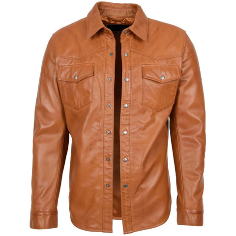 Men's Brown Leather Shirt