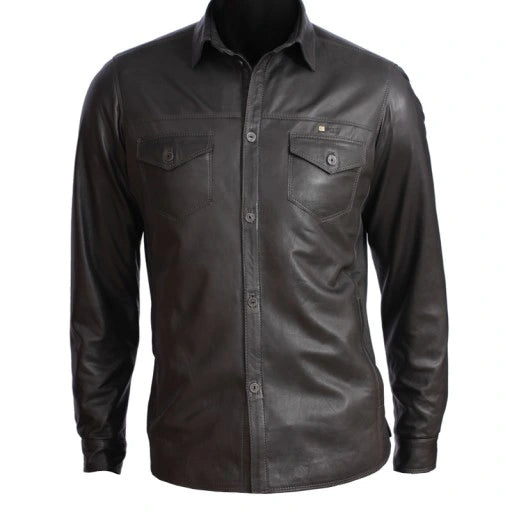 Mens  Leather Shirt Full Sleeves