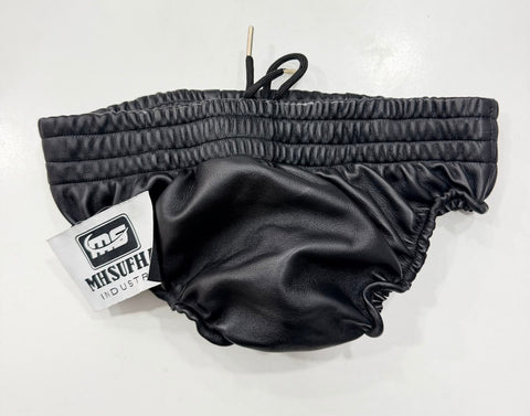 Men's Genuine Lambskin Leather Brief with Zipper & Leather Lining