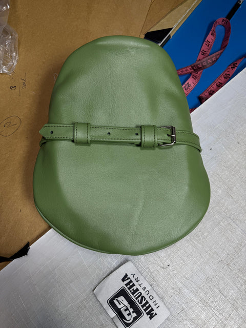 Gorra de cuero de vaca auténtico verde oliva | Gorra Muir de cuero | Gorra policial de cuero