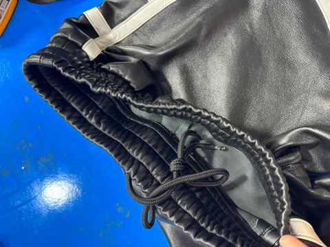 Boxer Leather Short | Premium Black & White Genuine Lamb Leather Shorts | Track Style Leather Shorts