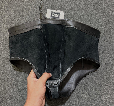 Premium Black Genuine Leather Jockstrap | Lace-Up Front Fetish Jock | Leather Laceup Underwear