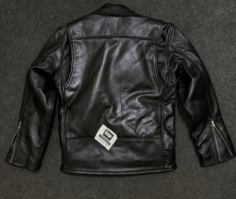 Men’s Black Genuine Cowhide Perfecto Biker Leather Jacket with Waist Belt