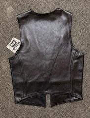 Leather Bar Vest | Premium Black Genuine Leather Vest | Sleeveless Biker & Fetish Vest
