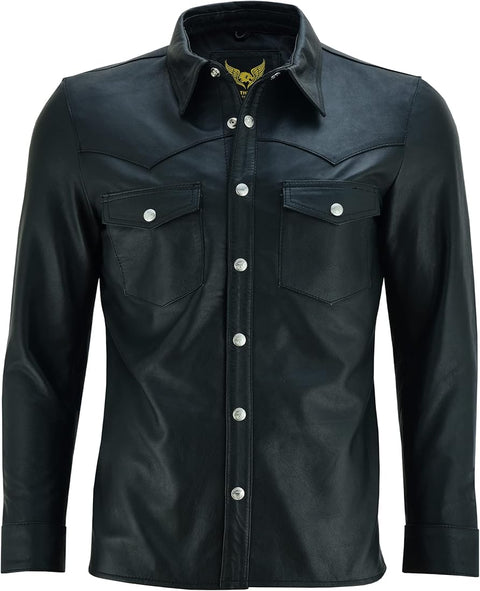 Men's Black Leather Shirt