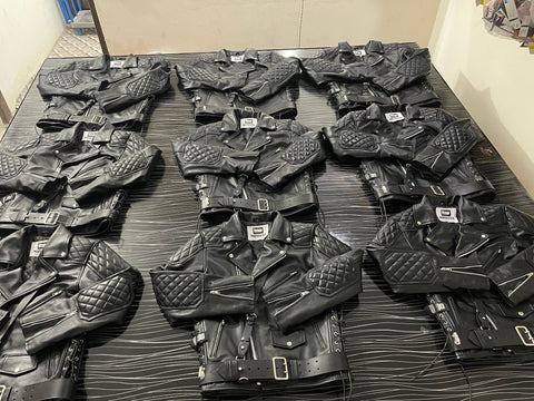 Leather Fashion Jacket | Leather Uniform Jacket | Men’s Black Cowhide Leather Biker Jacket | Quilted Diamond Biker Jacket with Belt