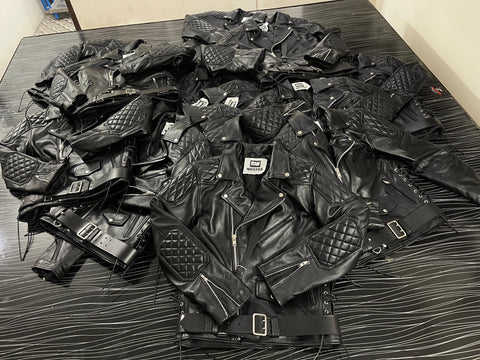 Leather Fashion Jacket | Leather Uniform Jacket | Men’s Black Cowhide Leather Biker Jacket | Quilted Diamond Biker Jacket with Belt