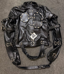 Premium Leather Straight Jacket | Handcrafted Black Leather Restraint Jacket