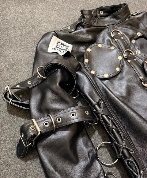 Premium Leather Straight Jacket | Handcrafted Black Leather Restraint Jacket