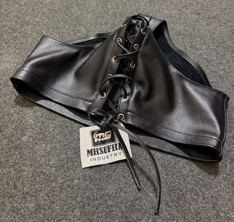 Premium Black Genuine Leather Jockstrap | Lace-Up Front Fetish Jock | Leather Laceup Underwear