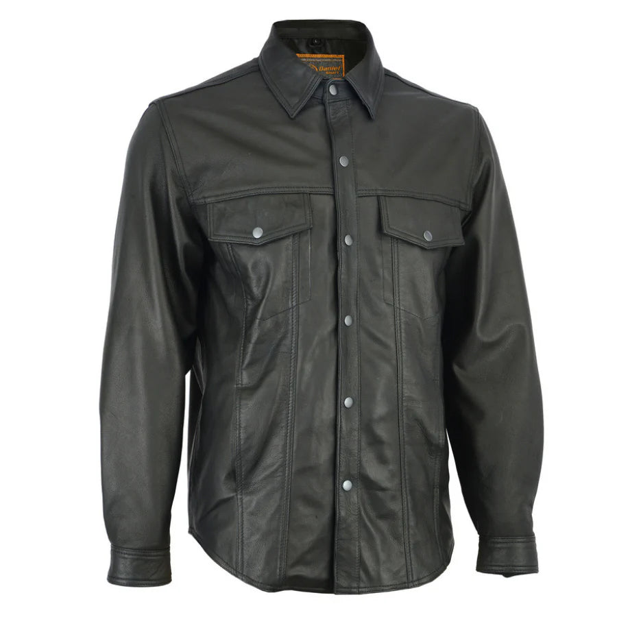 Camicia in pelle a maniche lunghe da uomo