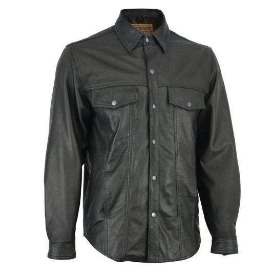 Camicia in pelle a maniche lunghe da uomo