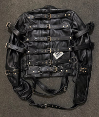 Premium Leather Straight Jacket | Handcrafted Black Leather Restraint Jacket
