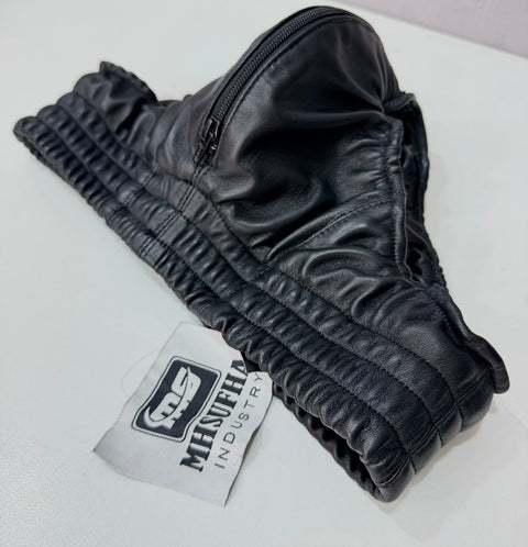Men's Genuine Lambskin Leather Brief with Zipper & Leather Lining