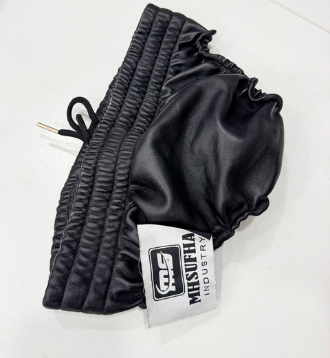 Men's Genuine Lambskin Leather Brief with Zipper & Leather Lining