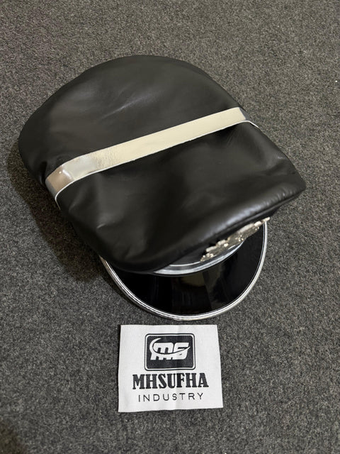 Cowhide Leather Cap | Leather Muir Cap | Leather Police cap