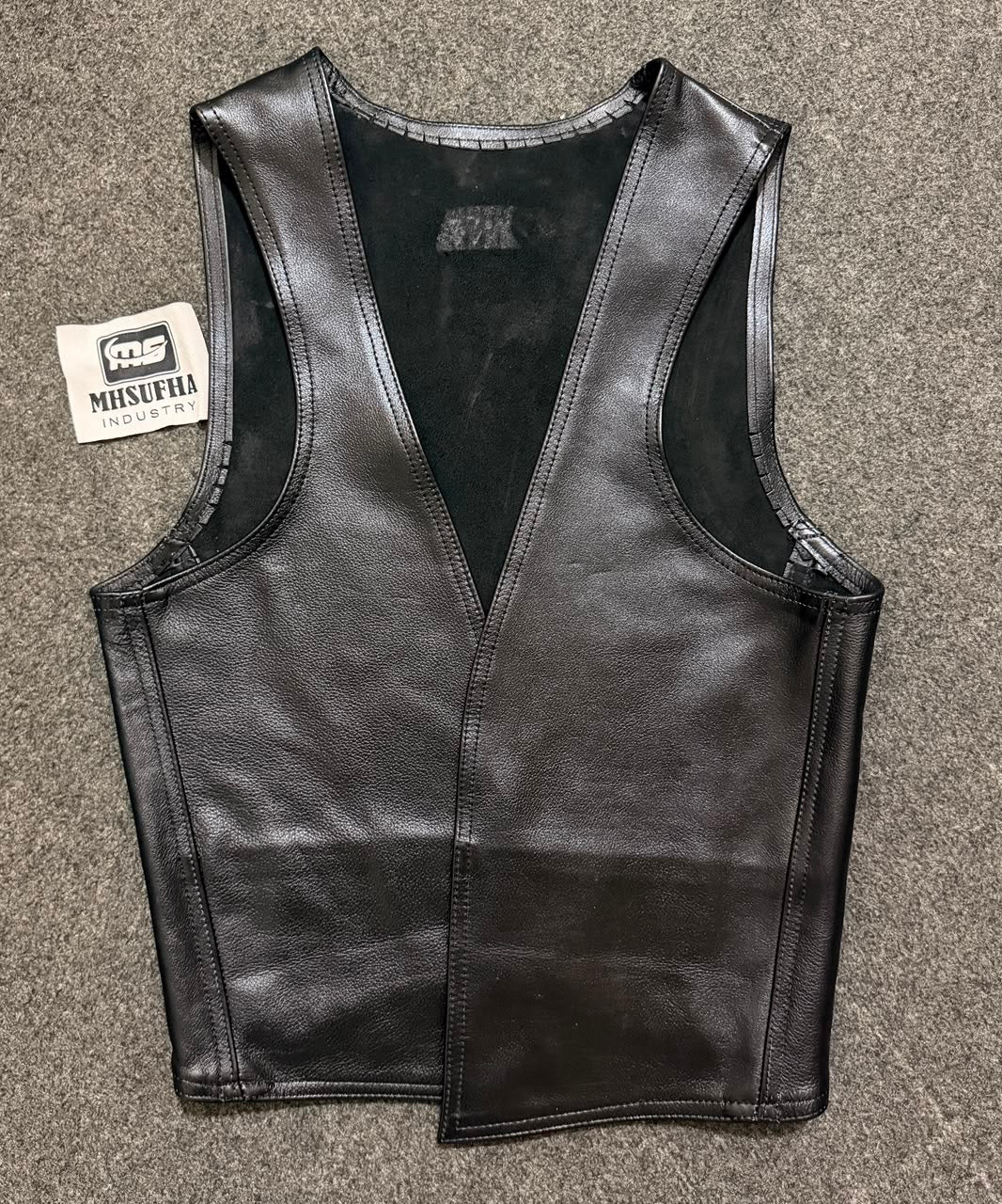 Leather Bar Vest | Premium Black Genuine Leather Vest | Sleeveless Biker & Fetish Vest