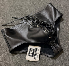 Premium Black Genuine Leather Jockstrap | Lace-Up Front Fetish Jock | Leather Laceup Underwear