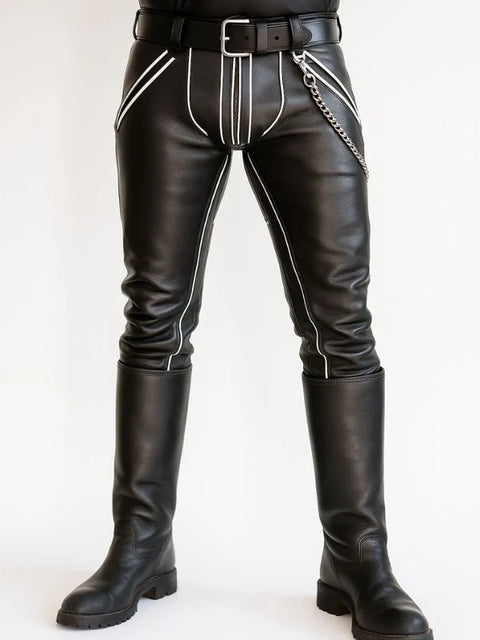 leather pipping pant