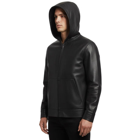 Lamb Leather Hoodie | Men Leather hoodie