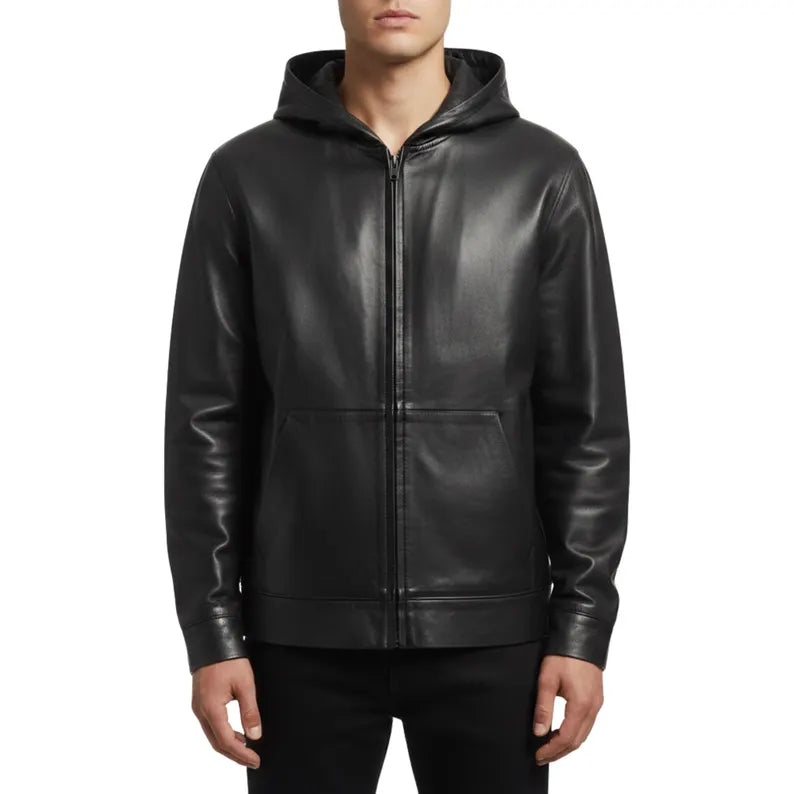 Lamb Leather Hoodie | Men Leather hoodie