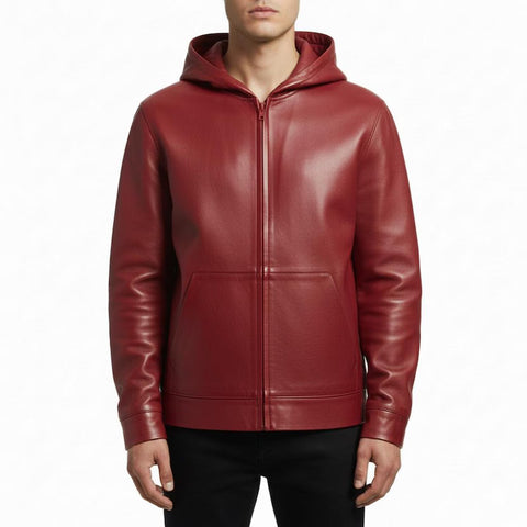 Lamb Leather Hoodie | Men Leather hoodie