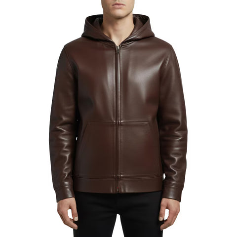 Lamb Leather Hoodie | Men Leather hoodie