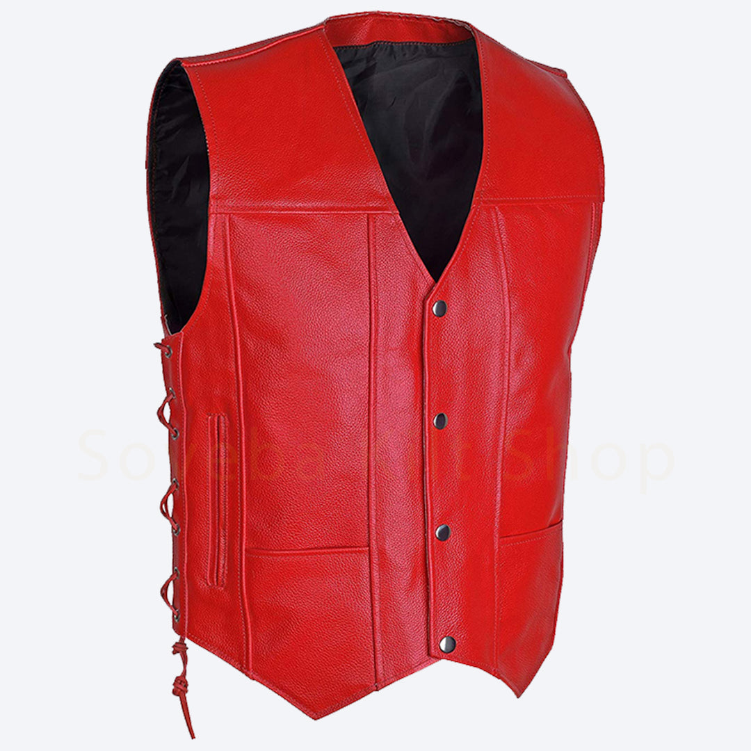 Leather Motorcycle Biker Lace Up Vest