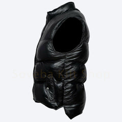 Black Leather Puffer Vest – Leather Waistcoat