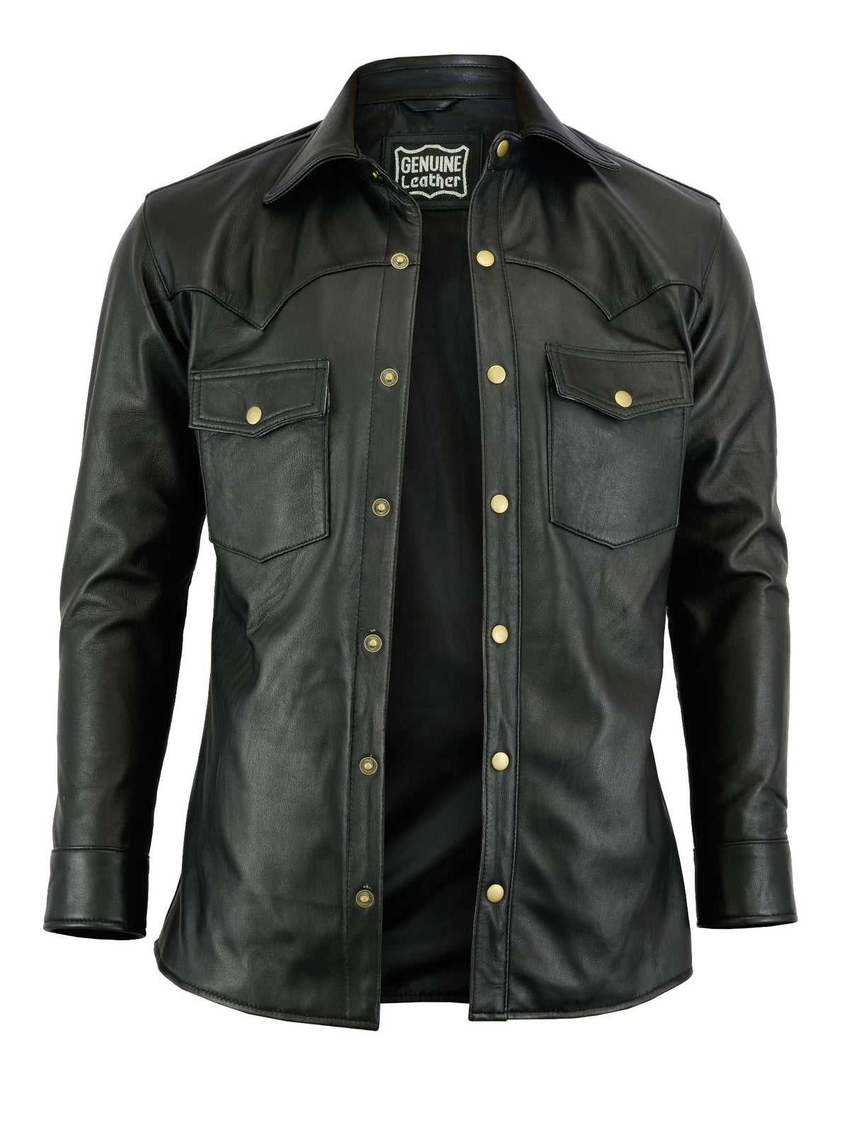 Mens  Leather Shirt Full Sleeves