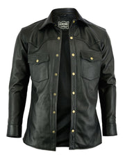 Mens  Leather Shirt Full Sleeves