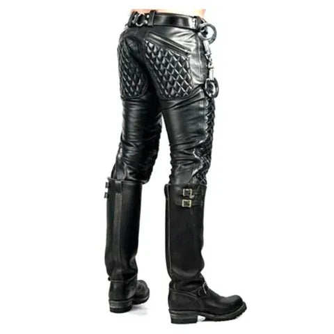 Quilted leather pant | Cowhide leather pant | Men Leather pant