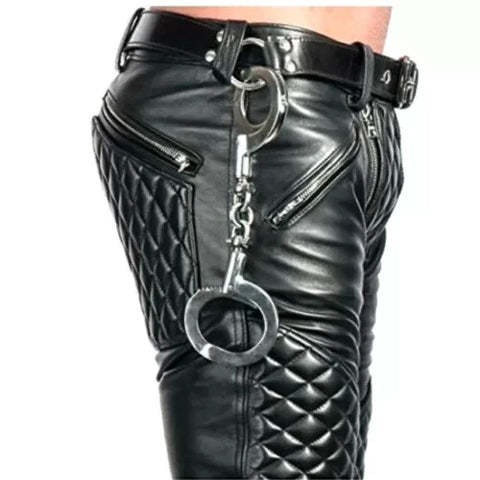 Quilted leather pant | Cowhide leather pant | Men Leather pant