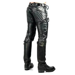 Quilted leather pant | Cowhide leather pant | Men Leather pant